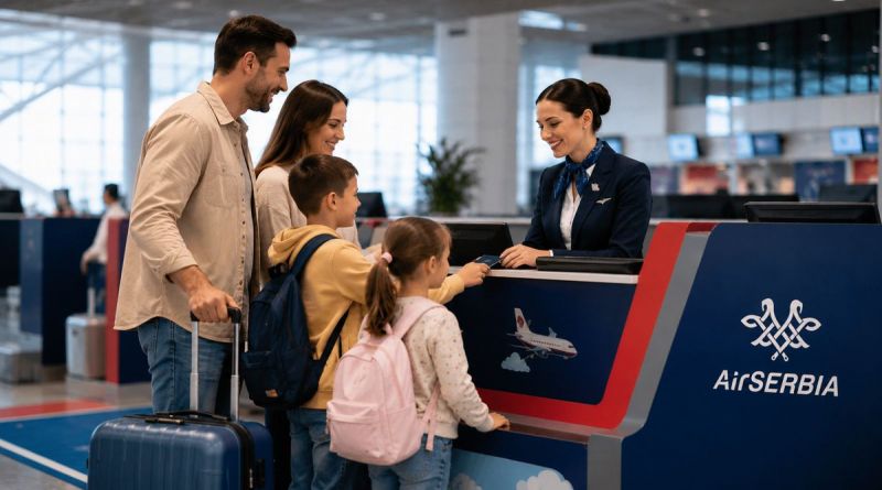 Image for the Tweet beginning: ✈️🇷🇸Air Serbia launches family check-in
