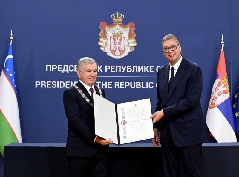Image for the Tweet beginning: 🇷🇸 🇺🇿 Serbian President @avucic